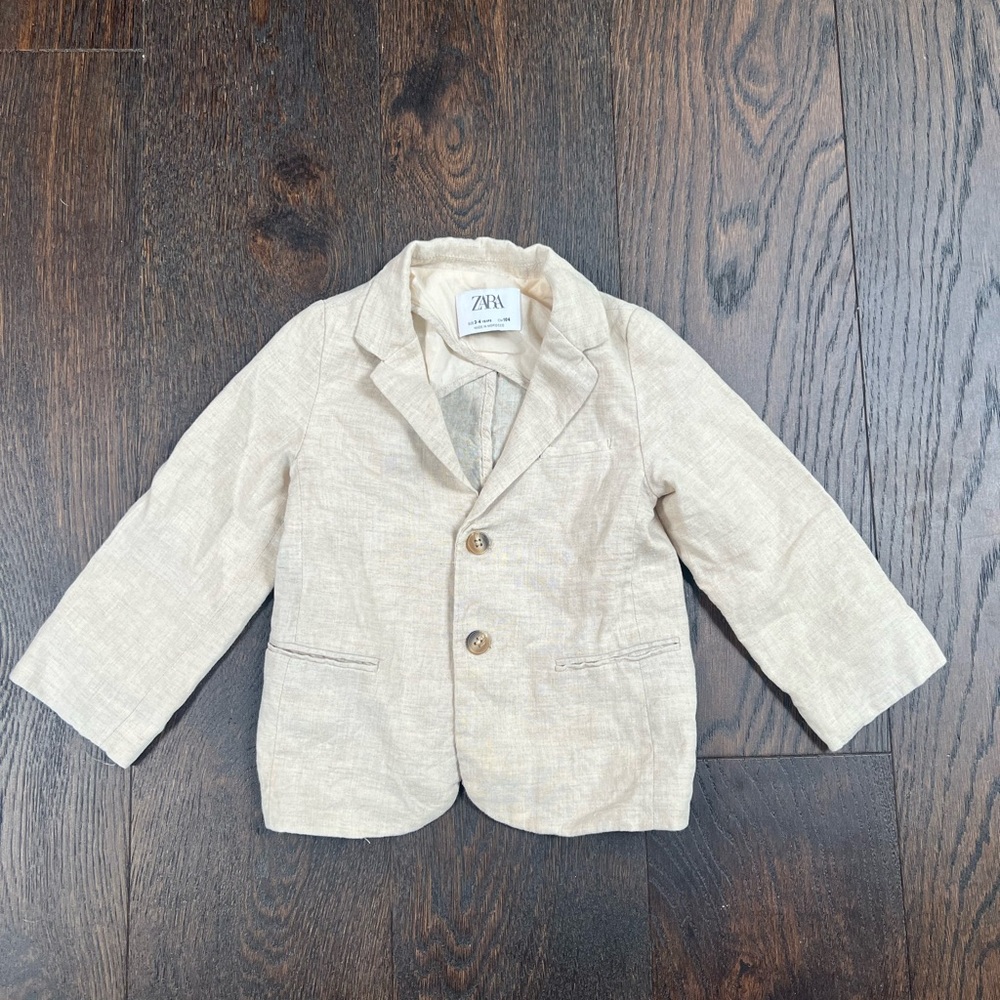 Zara Kids Tan Linen Blazer Jacket